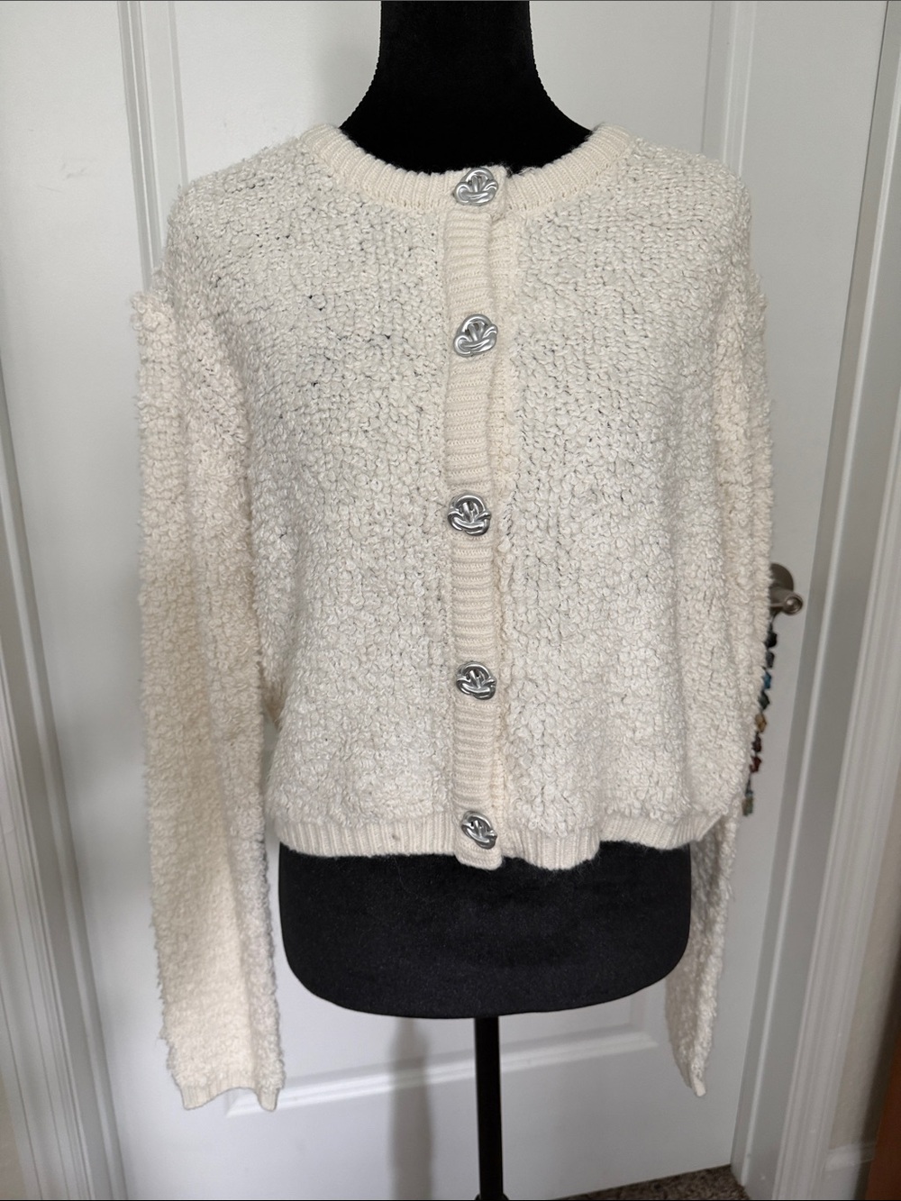 Z Supply Maxie Fluffy Cardigan Warm White Size S NWT Silver Buttons ZW254653